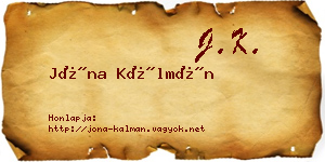 Jóna Kálmán névjegykártya